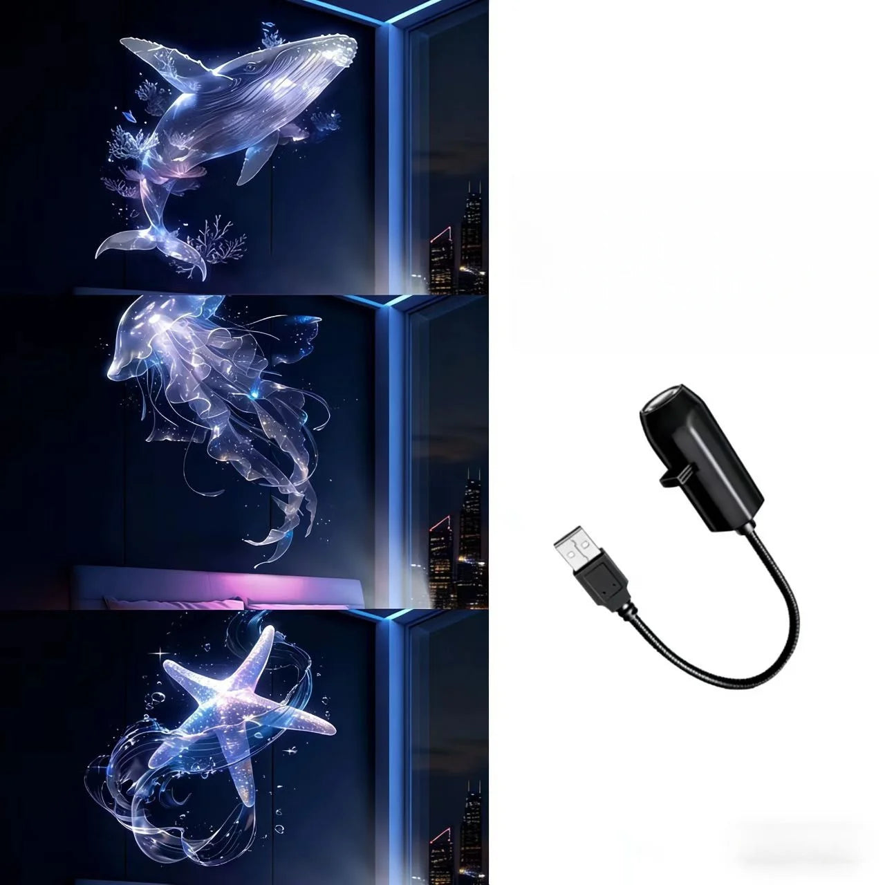 Lush™Whale & Butterfly Pattern Night Projector